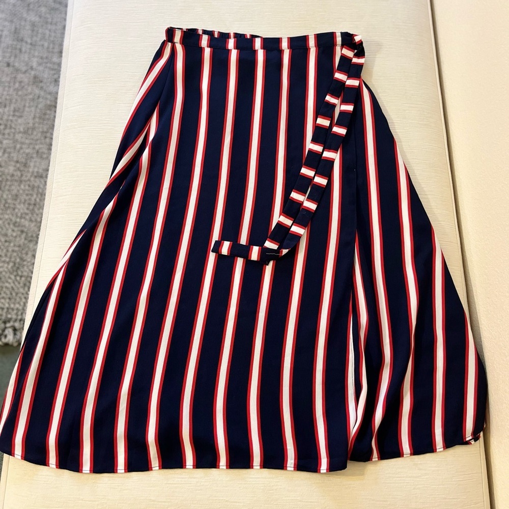 Abound Skirt - Women’s Small Navy Blue Red White - A-line Elastic Waist Midi